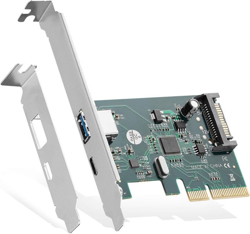 Binardat PCIE to USB 3.2 Gen2 10Gbps Expansion Card, 2 Port USB Type-A and Type-C Ports, Self-Powered, Low Profile Bracket, USB3.2 Hub Controller Adapter for Windows 10/11 - Image 1